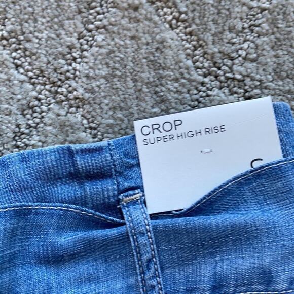 Indigo Rein super High Rise Crop chambray pants paper bag waist tapered leg - Picture 5 of 5